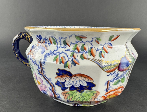 Rare c1820 Masons Ironstone China Flying Bird Chamber Pot w Snake Handle