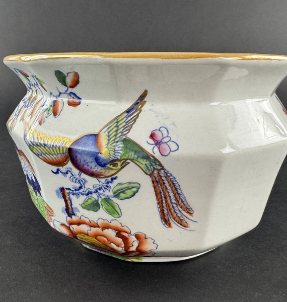 Rare c1820 Masons Ironstone China Flying Bird Chamber Pot w Snake Handle