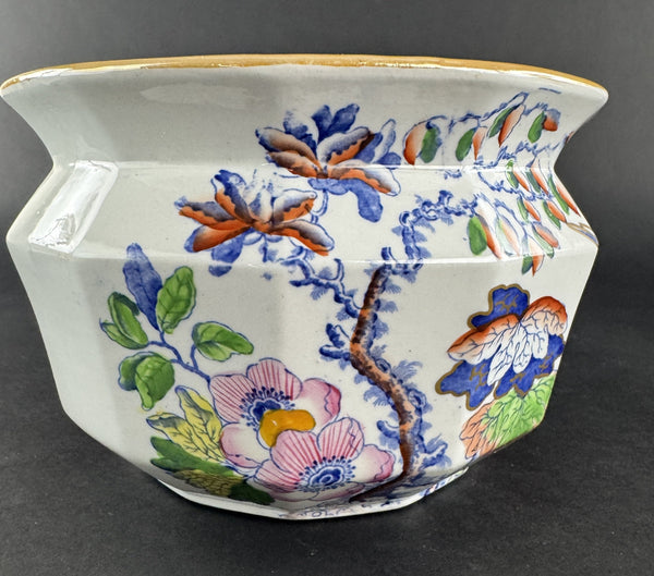Rare c1820 Masons Ironstone China Flying Bird Chamber Pot w Snake Handle