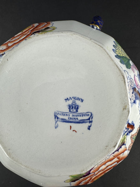 Rare c1820 Masons Ironstone China Flying Bird Chamber Pot w Snake Handle