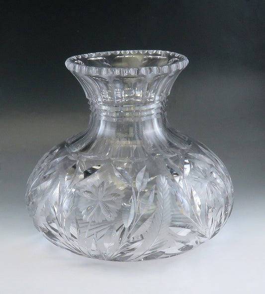 Antique c1910 American Cut Crystal Glass Decorative Flower Vase