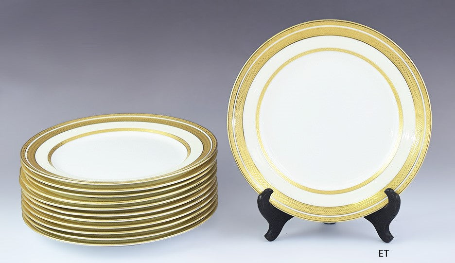 Great set 9 Tiffany & Co Lenox White Cream Gilded Luncheon Plates