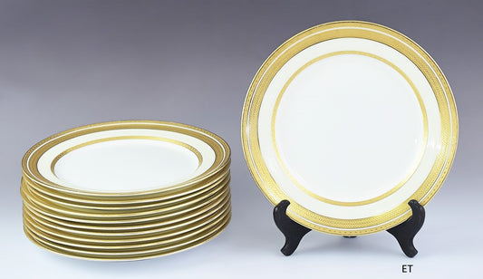 Great set 9 Tiffany & Co Lenox White Cream Gilded Luncheon Plates