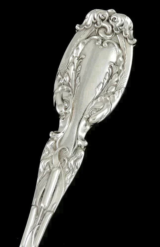 Antique c1900 Sterling Silver Frank Whiting Cattails aka Dolphin Serving Fork