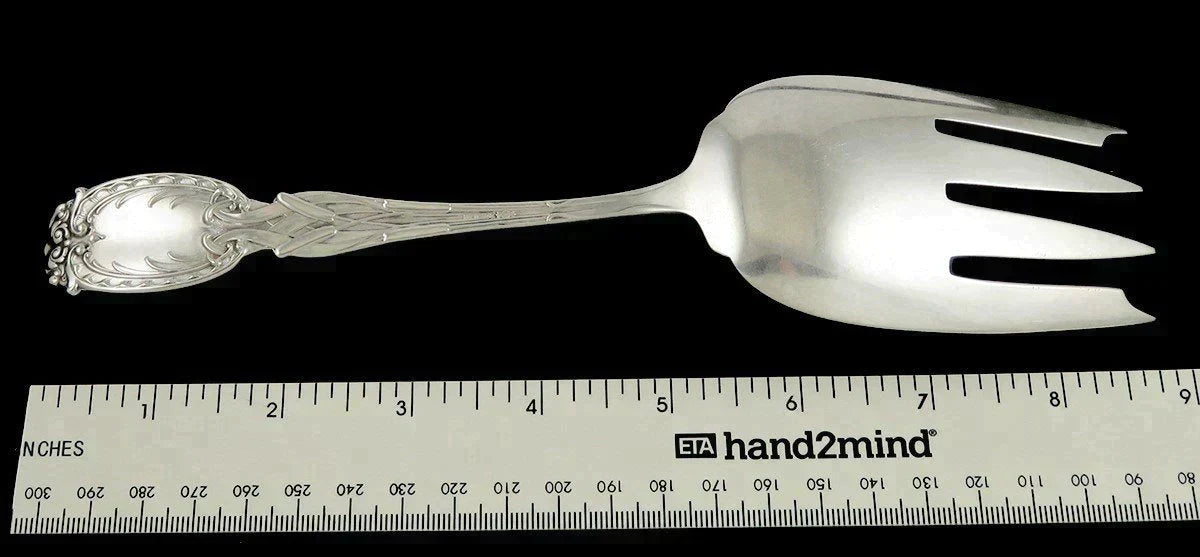 Antique c1900 Sterling Silver Frank Whiting Cattails aka Dolphin Serving Fork