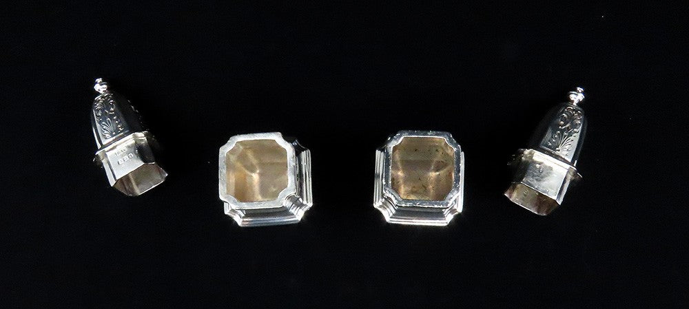 Impressive Pair English Britannia 958 Silver Queen Anne Style Shakers Casters