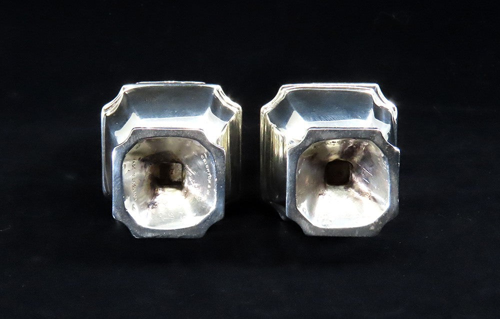 Impressive Pair English Britannia 958 Silver Queen Anne Style Shakers Casters