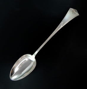 Large American Sterling Silver Platter Casserole Spoon w/ Back Button 12 3/4"