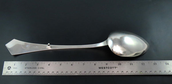 Large American Sterling Silver Platter Casserole Spoon w/ Back Button 12 3/4"