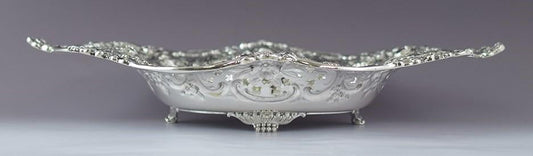 1902-1907 Antique Tiffany & Co Sterling Silver Oblong Pierced Serving Tray Dish