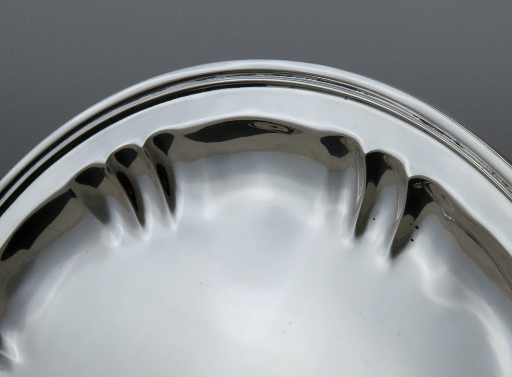 Antique c1937 Art Deco Stone Assoc. Sterling Silver Round Platter Tray 10"