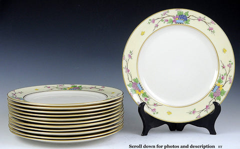 12 LENOX PLATES with Raised Design Potted Flowers and Butterflies Mandarin P1