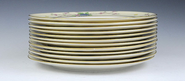 12 LENOX PLATES with Raised Design Potted Flowers and Butterflies Mandarin P1