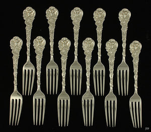 11 Antique Art Nouveau Sterling Silver Gorham Versailles 1888 Forks 6 3/4"