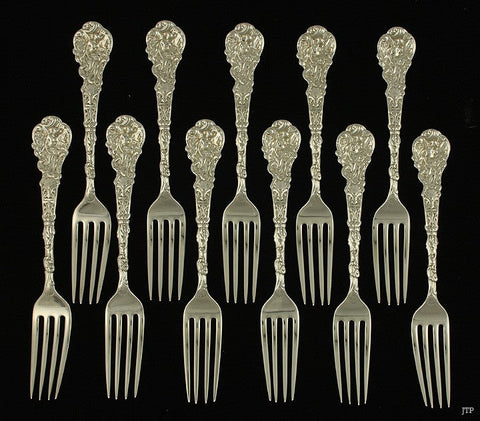 11 Antique Art Nouveau Sterling Silver Gorham Versailles 1888 Forks 6 3/4"