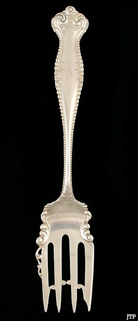 Vintage Towle Canterbury Pattern Sterling Silver Serving Fork S Mono 8 5/8"