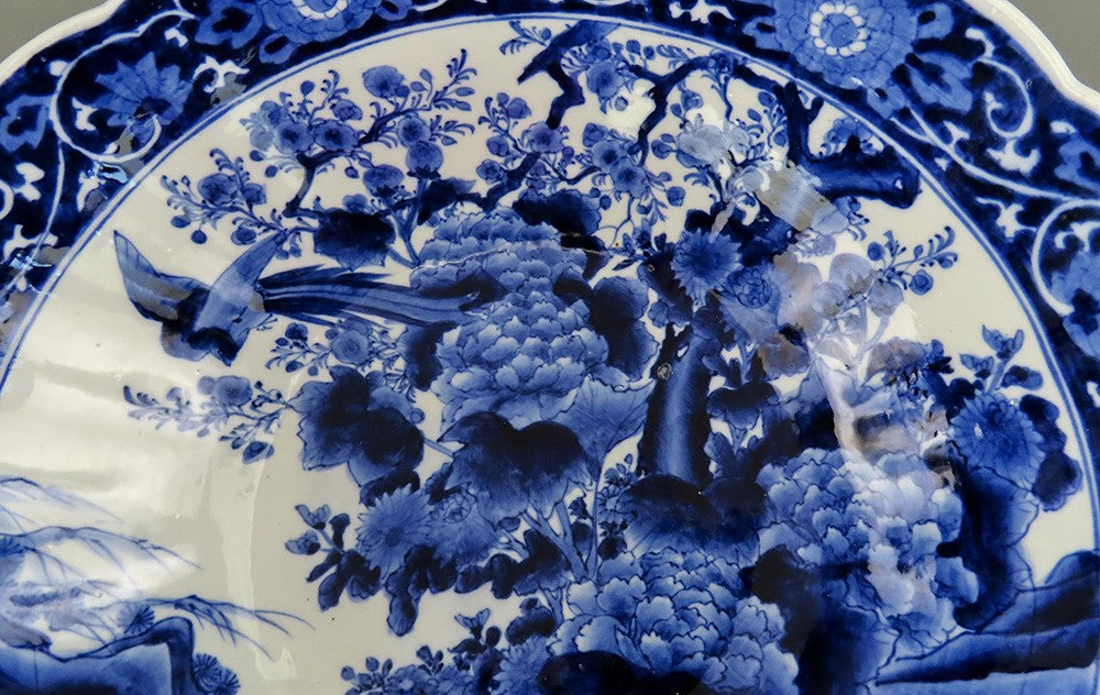 Impressive Mid/Late 1800s Japanese Blue and White Large Centerpiece Bowl