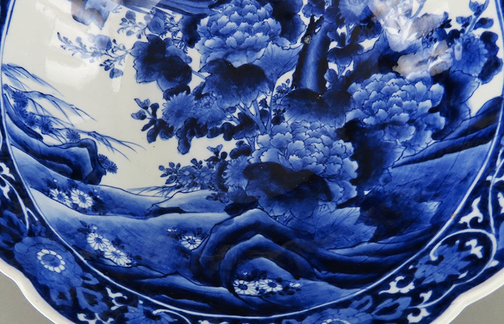 Impressive Mid/Late 1800s Japanese Blue and White Large Centerpiece Bowl