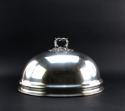 Large c1805 English Sheffield Silverplate Serving Dome Cloche Bell Lid 20 x 15
