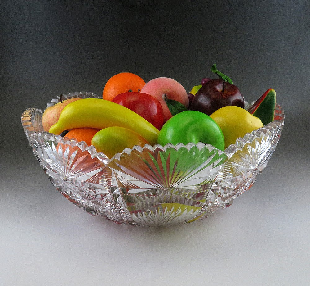 Huge ABP American Brilliant Cut Crystal Glass Punch Centerpiece Bowl