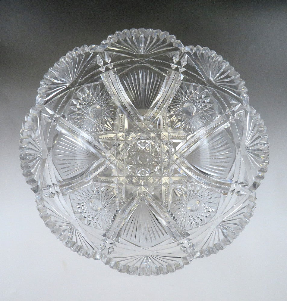 Huge ABP American Brilliant Cut Crystal Glass Punch Centerpiece Bowl