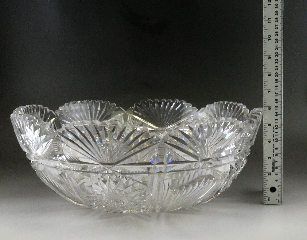 Huge ABP American Brilliant Cut Crystal Glass Punch Centerpiece Bowl