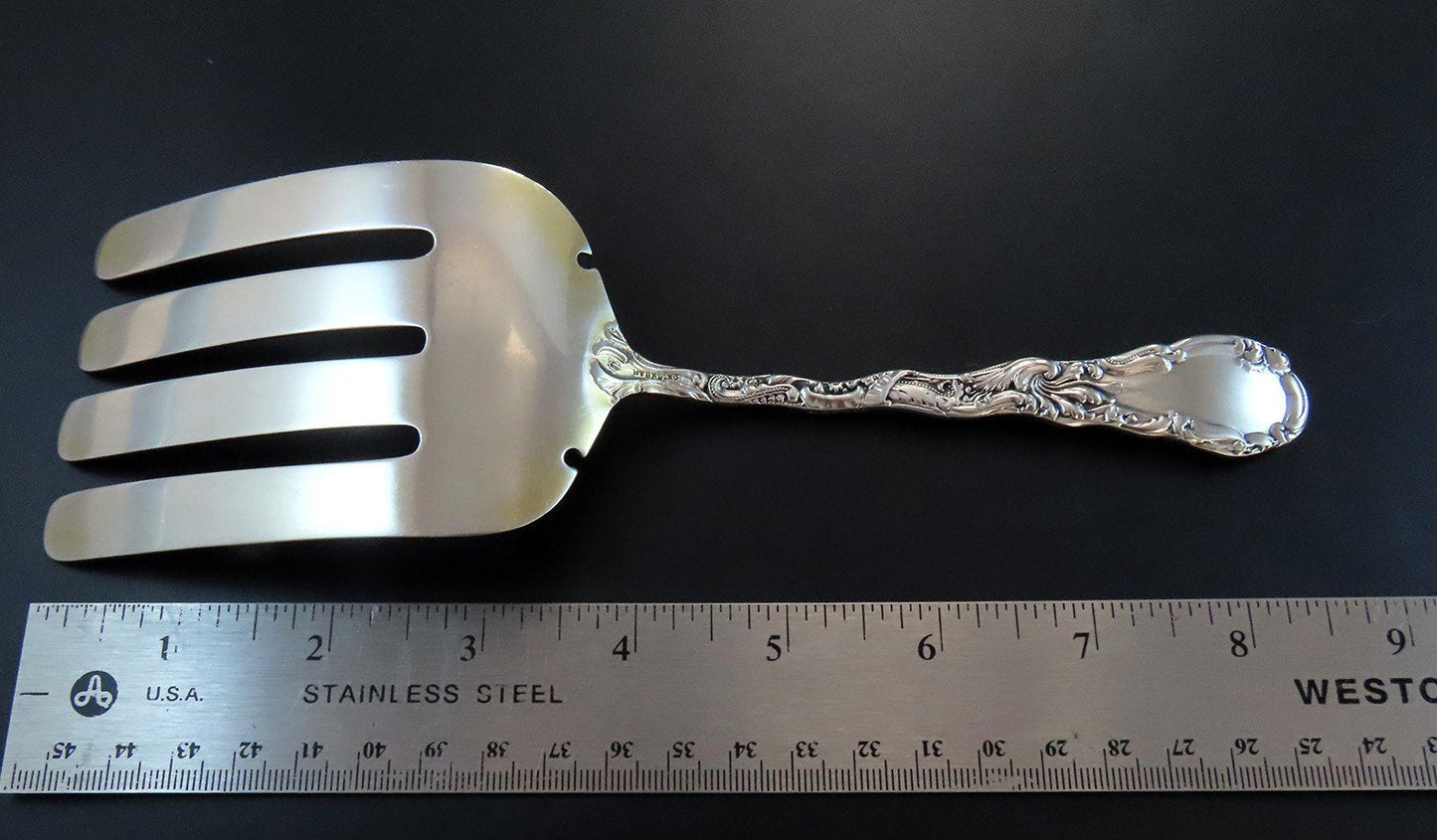 Handsome Durgin Louis XV Sterling Silver Large Asparagus Fork 8 5/8"