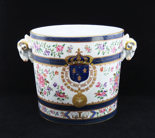 Superb Mid/Late 1800s French Ram's Head Armorial Wine Cooler Champagne Bucket