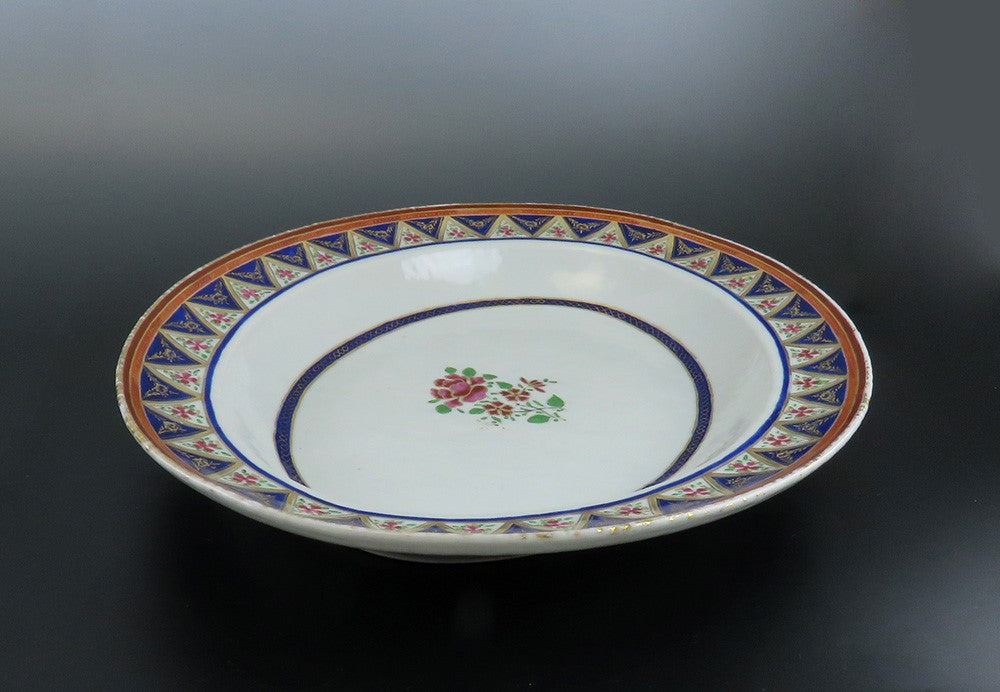 Impressive c1790s Chinese Export Porcelain Floral Gilt Oval Platter