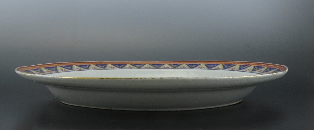 Impressive c1790s Chinese Export Porcelain Floral Gilt Oval Platter
