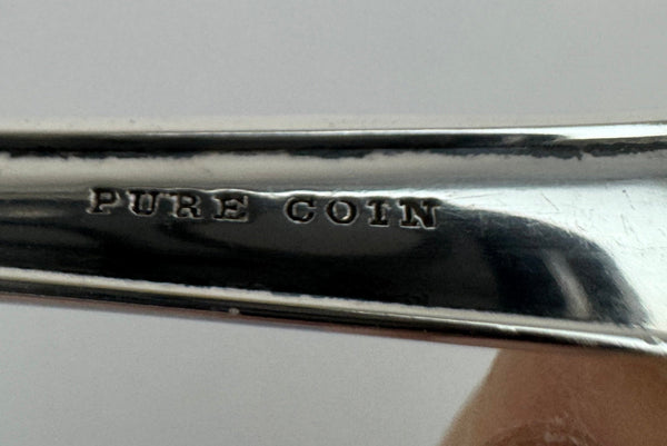 Fine Crisp Durgin Strawberry Coin Silver Large Serving Spoon 1860 - 70s