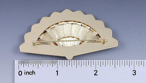 Modern 14k Yellow Gold Folding Fan Shaped Pin/Brooch