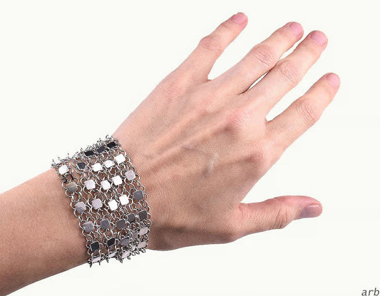 Beautiful Antique Austrian 800-900 Purity Silver 5-Strand Bracelet 6.5 Inches