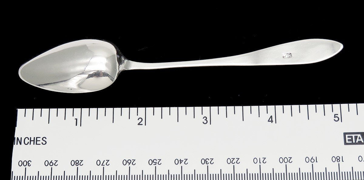 Lovely Coin Silver Pointed End Teaspoon CJ Mono 5 1/8 inches