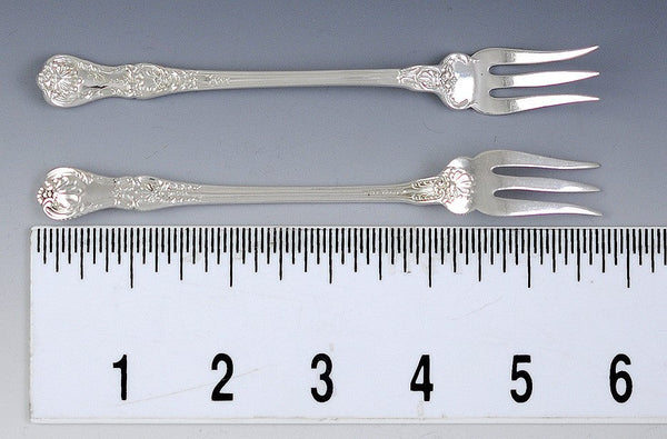 10 Antique c1895 Sterling Silver Gorham New Queens Seafood Cocktail Forks