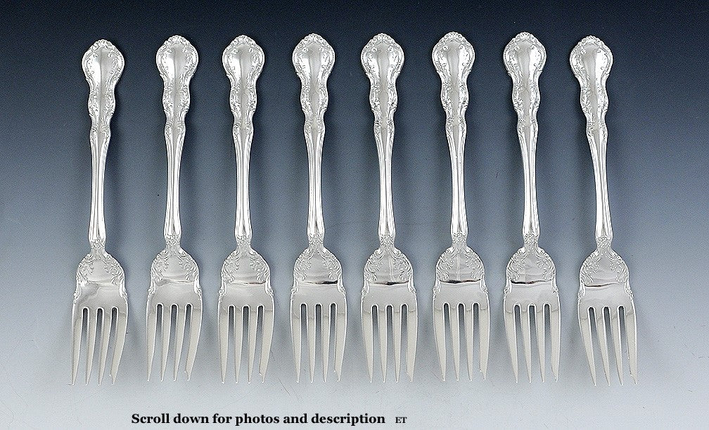 8 Sterling Silver Salad Forks by Wallace in the Irving / Old Atlanta Pat