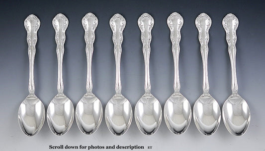8 Sterling Silver Teaspoons by Wallace in the Irving / Old Atlanta Pattern