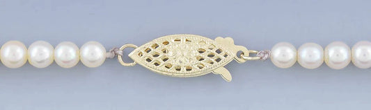 Elegant Graduated Pearl Strand Necklace w/14k Gold Filigree Clasp