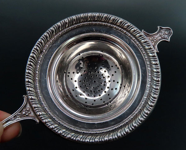 Frank Whiting Sterling Silver Tea Strainer Gadroon Edge 6 3/4 Inches