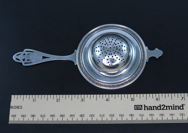 Frank Whiting Sterling Silver Tea Strainer Gadroon Edge 6 3/4 Inches