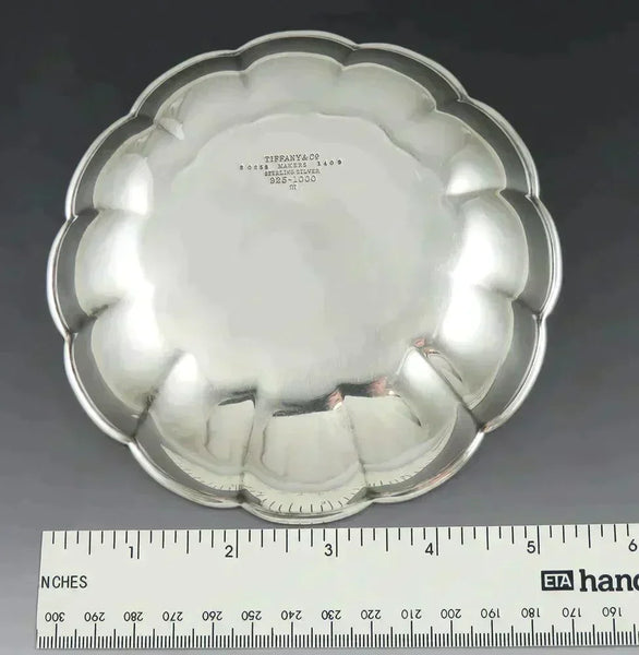 Antique 1920s Tiffany & Co Sterling Silver Ruffled Form Bowl Dish 5 3/8" 148g