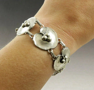 Lovely VTG c1930s-1940s Sterling Silver Lilypad Lily Pad Bracelet