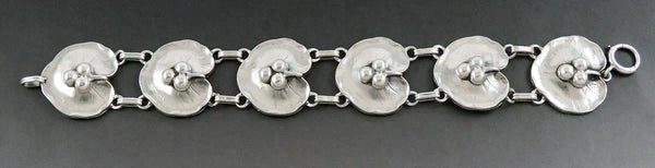 Lovely VTG c1930s-1940s Sterling Silver Lilypad Lily Pad Bracelet