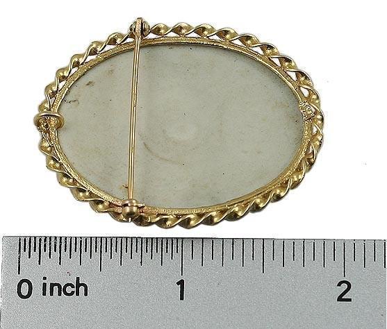 Limoges Porcelain 18th Century Courting Scene 14K Gold Brooch Pin