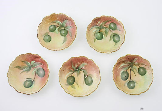 1890s Limoges French Porcelain Olive Dishes Bowls