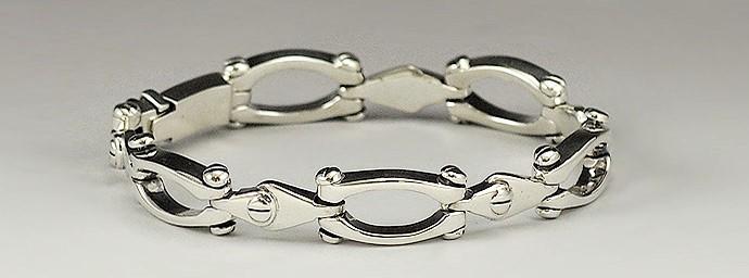 Fantastic Sterling Silver Link and Screw Chain Bracelet with Snap Clasp