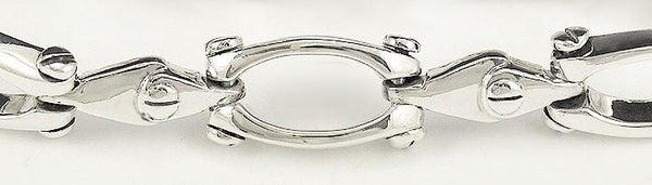 Fantastic Sterling Silver Link and Screw Chain Bracelet with Snap Clasp