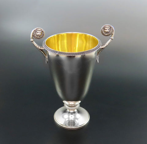 Nice English Sterling Silver Trophy Cup Gilded Interior No Mono 6 7/8" Tall