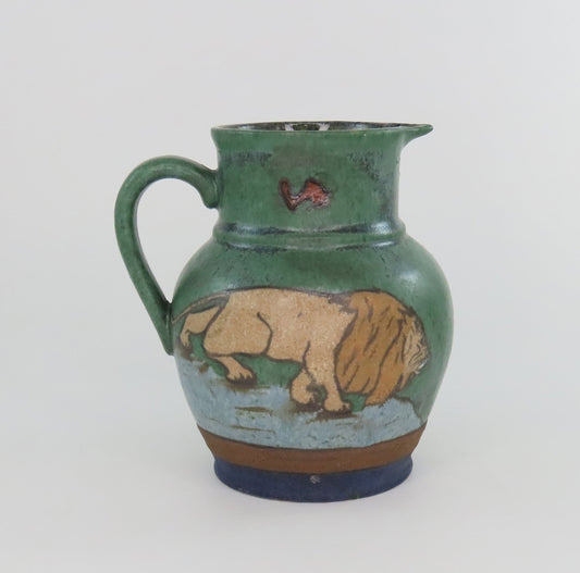 Rare Early 1900s Teplitz Eduard Stellmacher Pottery Lion Pitcher Jug 5 5/8"