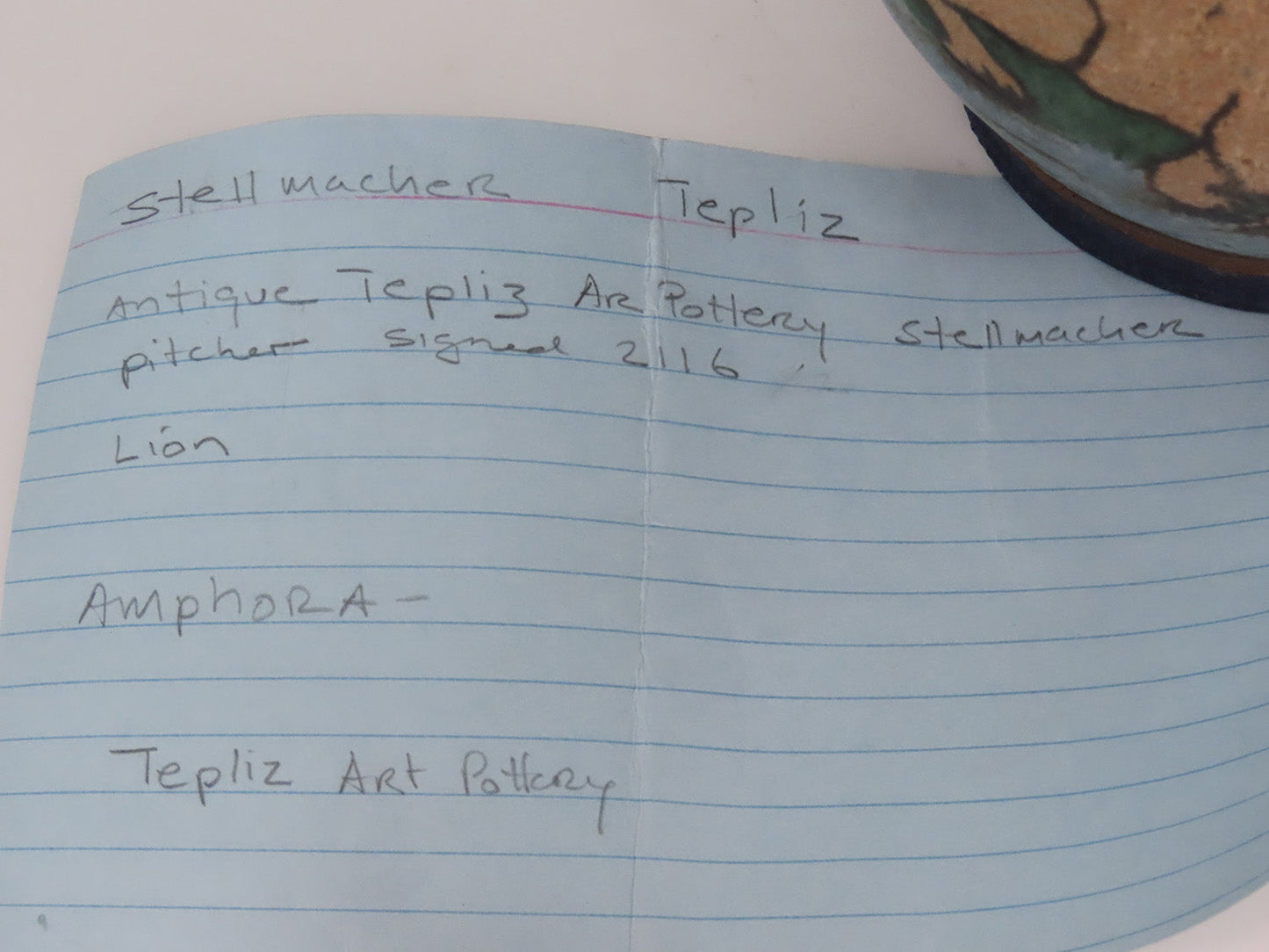 Rare Early 1900s Teplitz Eduard Stellmacher Pottery Lion Pitcher Jug 5 5/8"